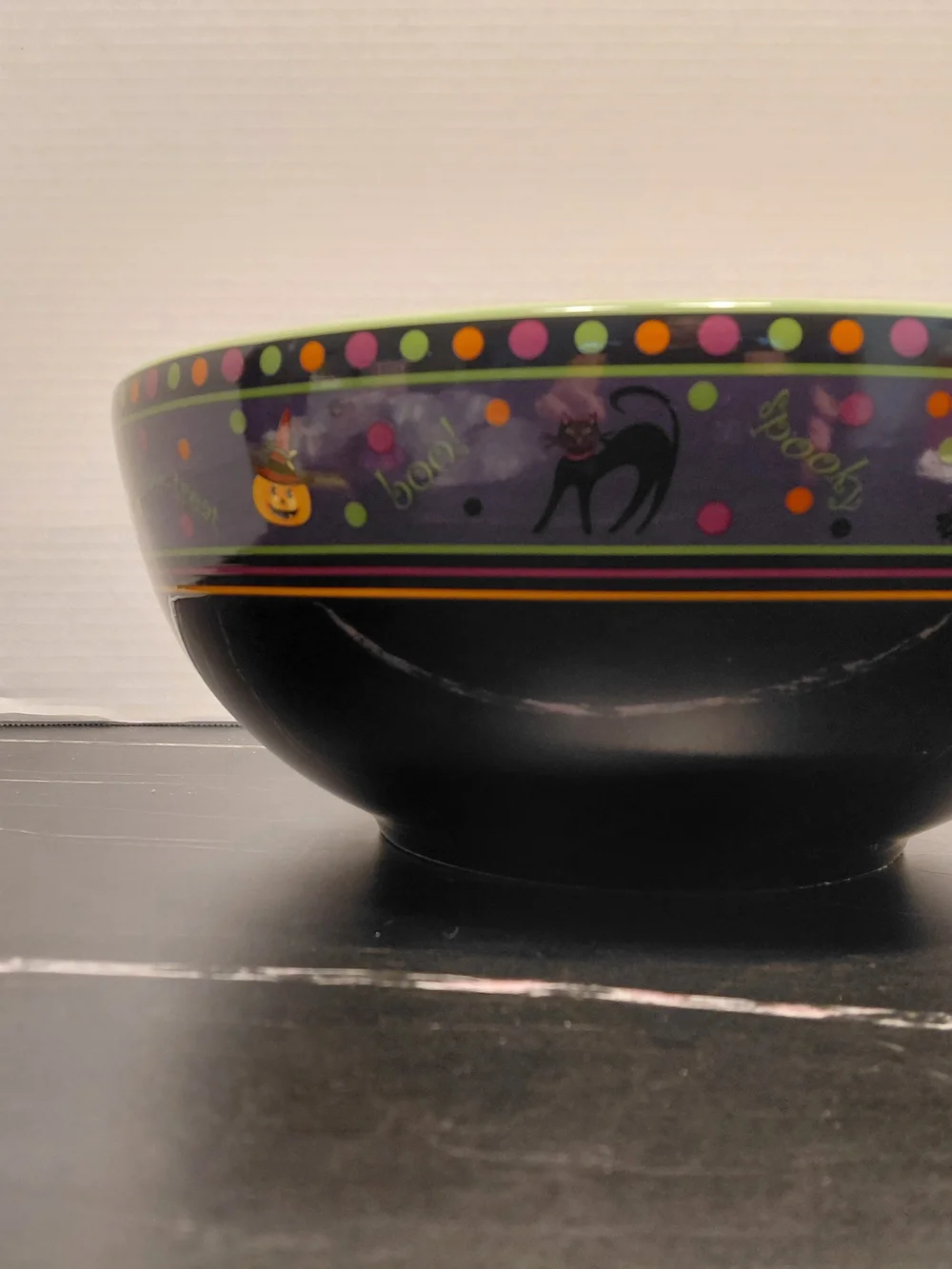 Longaberger Halloween Candy Bowl - Purple, Black, Orange & Green
